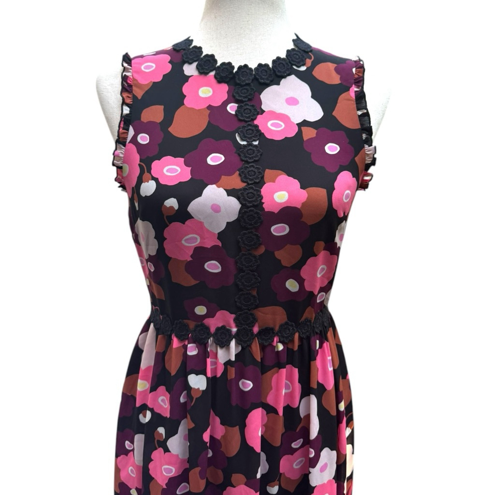 Kate Spade Blooming Floral Mini Dress Size 2 Small Flirty Summer Garden Party - Picture 8 of 15